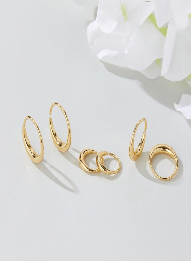 Jacruces 3 Pairs Gold Hoop Earrings for Women Earring Stacks Gold Hoop Earring Sets for Multiple Piercing Hypoallergenic Dainty 14k Gold Plated Small Hoops Huggie Earrings Trendy Jewelry Gifts - Image 5